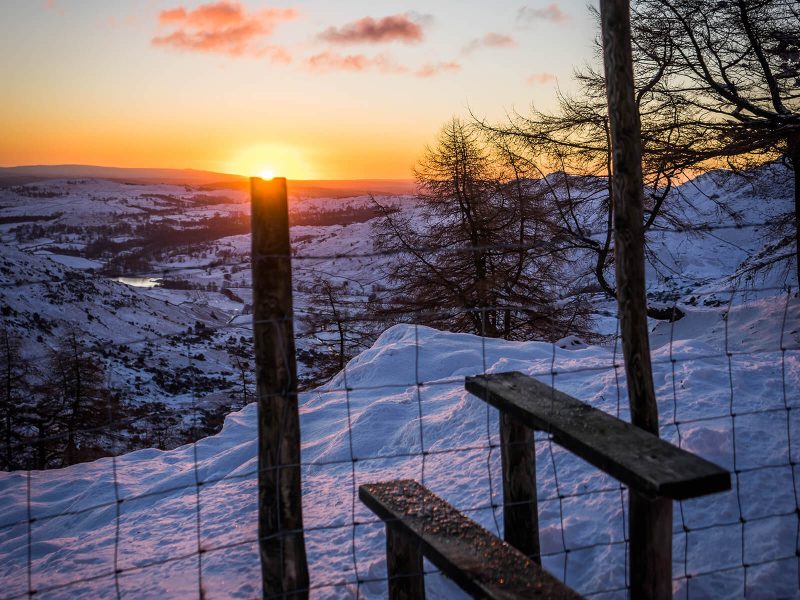 snow on the hills in cumbria
