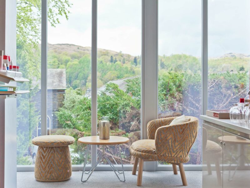 view from the waterfall spa reception